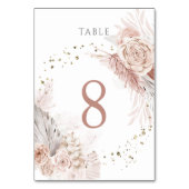 waterverf boho bloemen Tabel Nummer 8 Kaart (Achterkant)