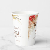 Waterverf Boho Bloemen | Terracotta Bruidsfeest Papieren Bekers (Rechts)