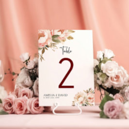 Waterverf Boho Bloemen Trouwtafel Nummers