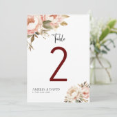 Waterverf Boho Bloemen Trouwtafel Nummers (Staand voorkant)