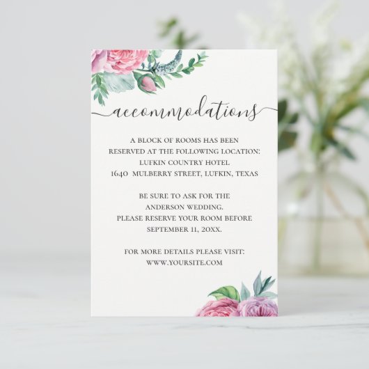 Waterverf boho bloemenbruiloft accommodaties QR Informatiekaartje (Staand voorkant)