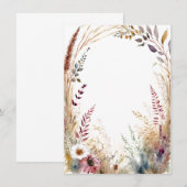 Waterverf boho bloemenframe lege trouw kaart (Voorkant / Achterkant)