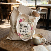 Waterverf Boho Bloemenkrans Bruid Stam Tote Bag
