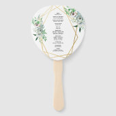 Waterverf Boho Bloemige Geometrische Trouwceremoni Handwaaier (Achterkant)