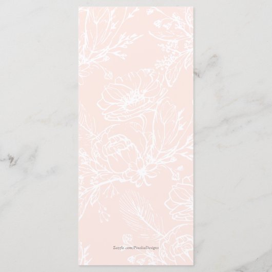 Waterverf Boho Bloemige Pampas Gras Trouwdiner Menu (Achterkant)