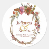 Waterverf Boho bloemige Ronde Sticker (Voorkant)