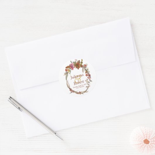 Waterverf Boho bloemige Ronde Sticker (Envelop)