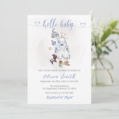Waterverf Boho Blue Clothes Boy Baby shower Kaart (Staand voorkant)