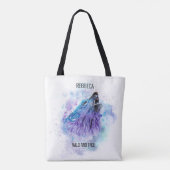 Waterverf Boho BLue en Pupple Wolf Gift for Girl Tote Bag (Achterkant)
