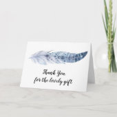 Waterverf Boho Blue Feather - Hartelijk dank Kaart (Voorkant)