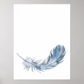 Waterverf Boho Blue Feather Print (Voorkant)