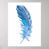 Waterverf Boho Blue Feather Print (Voorkant)