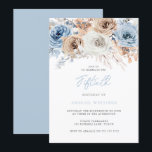 Waterverf Boho Blue Floral 50th Birthday Kaart<br><div class="desc">Waterverf Boho Blue Floral 50th Birthday Party Invitation Bekijk passend collectie in Niche en Nest Store</div>