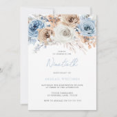 Waterverf Boho Blue Floral 90th Birthday Party Kaart (Voorkant)