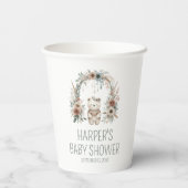 Waterverf Boho Bos Beer Babyshower Papieren Bekers (Achterkant)