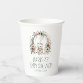 Waterverf Boho Bos Beer Babyshower Papieren Bekers (Voorkant)