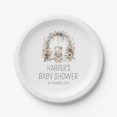 Waterverf Boho Bos Beer Babyshower Papieren Bordje (Voorkant)