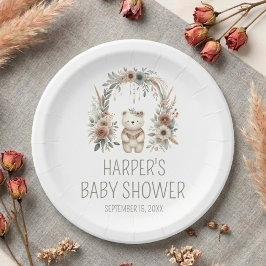 Waterverf Boho Bos Beer Babyshower Papieren Bordje