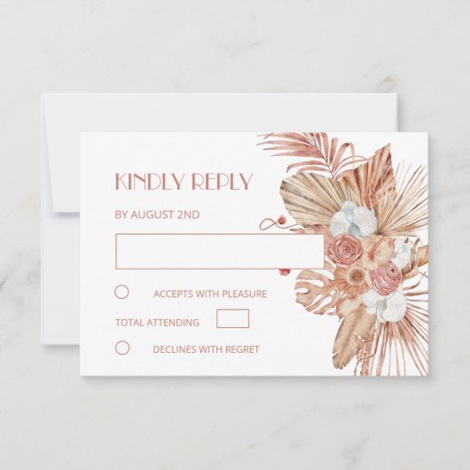 Waterverf Boho Bruiloft RSVP Kaartje (Voorkant)