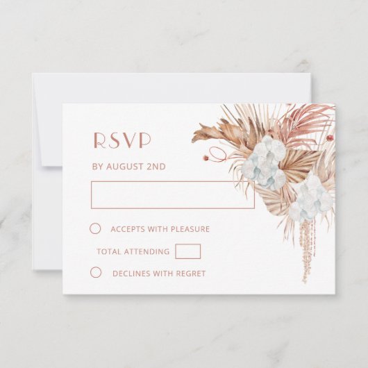 Waterverf Boho Bruiloft RSVP Kaartje (Voorkant)