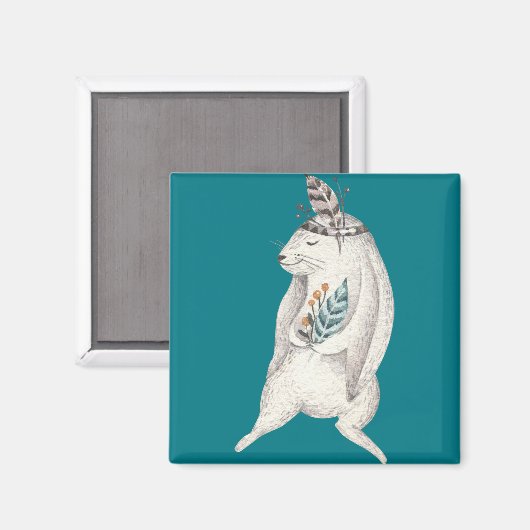 Waterverf Boho Bunny Magneet (Voorkant / Achterkant)