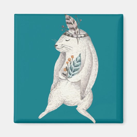 Waterverf Boho Bunny Magneet (Voorkant)