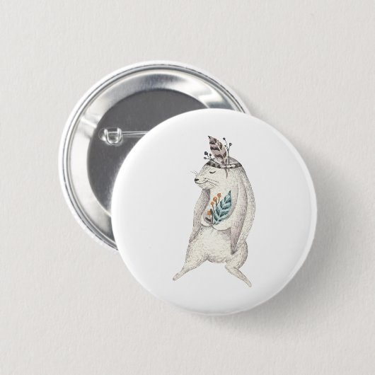 Waterverf Boho Bunny Ronde Button 5,7 Cm (Voorkant /achterkant)