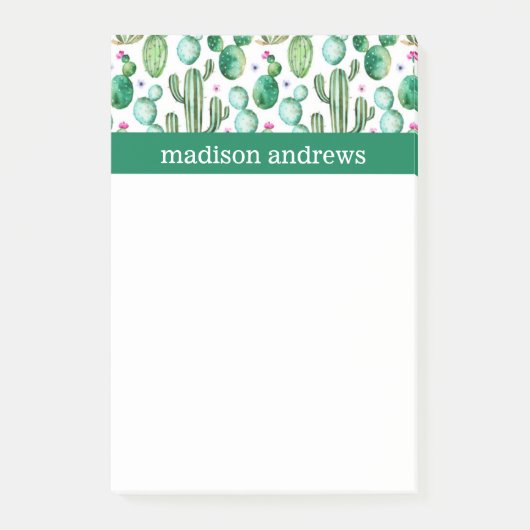 Waterverf Boho Cacti Pattern Post-it® Notes (Voorkant)