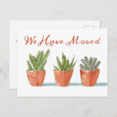 Waterverf Boho Cactus | Adres wijzigen Briefkaart (Voorkant / Achterkant)