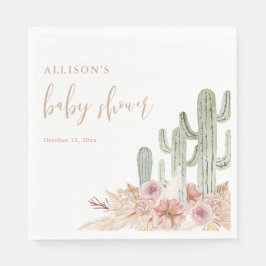 Waterverf boho cactus baby shower servetten