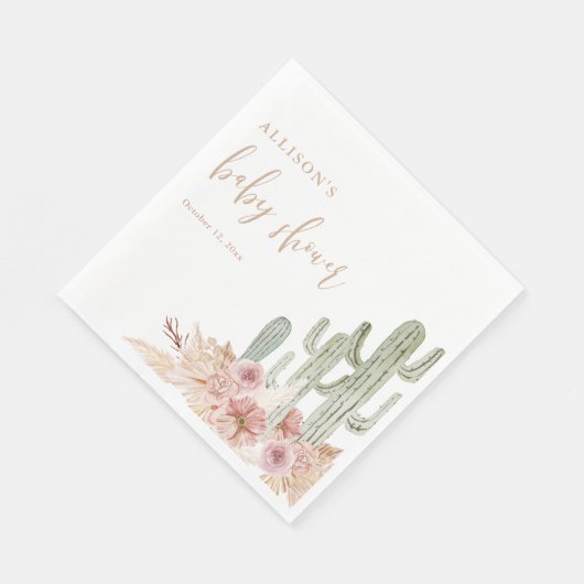 Waterverf boho cactus baby shower servetten (Hoek)