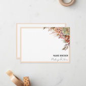 Waterverf Boho Cactus Business Note Kaart Notitiekaartje (Voorkant / Achterkant in situ)