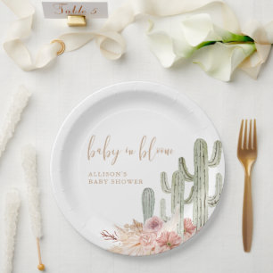 Waterverf Boho Cactus Desert baby shower Papieren Bordje