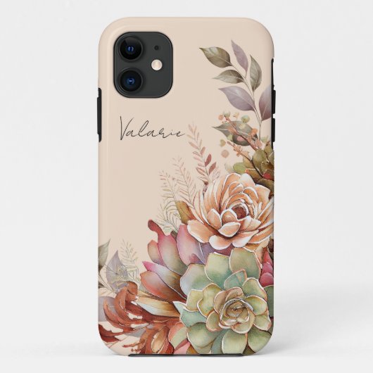 Waterverf Boho Cactus Monogram Case-Mate iPhone Case (Achterkant)