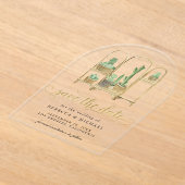 Waterverf Boho Cactus Trouwkaart Save the Date Acryl Uitnodigingen (Laagn)