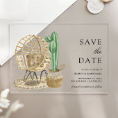 Waterverf Boho Cactus Wedding Save the Date Acryl Uitnodigingen