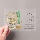 Waterverf Boho Cactus Wedding Save the Date Acryl Uitnodigingen (Insitu (Draagbaar))