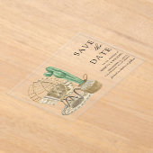 Waterverf Boho Cactus Wedding Save the Date Acryl Uitnodigingen (Laagn)