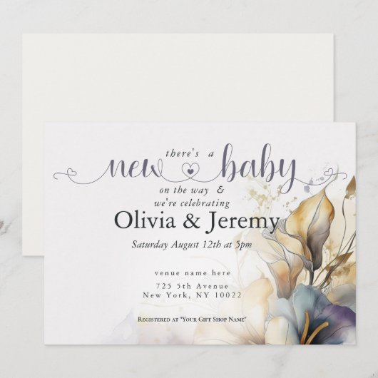 Waterverf Boho Calla Lily Bloemen Baby shower Kaart (Voorkant / Achterkant)