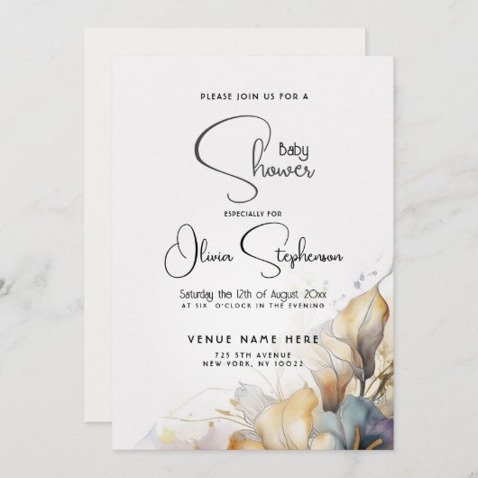 Waterverf Boho Calla Lily Bloemen Baby shower Kaart (Voorkant / Achterkant)