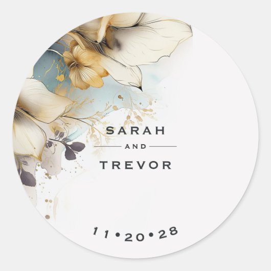 Waterverf Boho Calla Lily Floral Ronde Sticker (Voorkant)