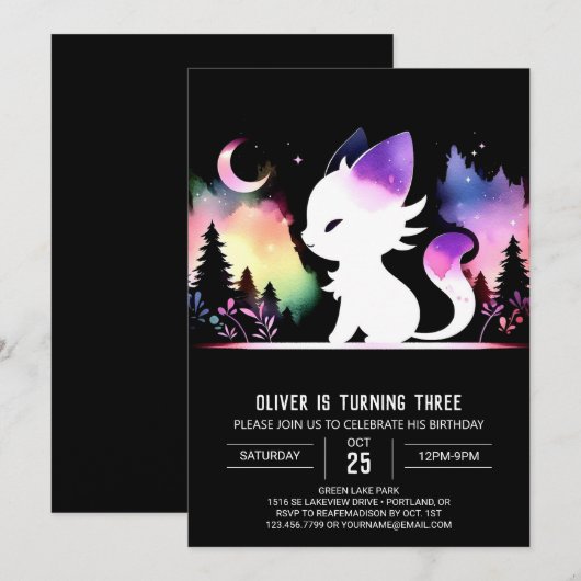 Waterverf Boho Cat Verjaardag Kaart (Voorkant / Achterkant)