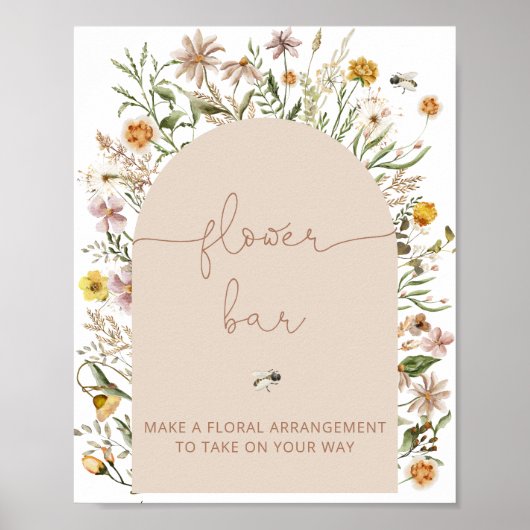 Waterverf Boho Chic Bloemen Bloemen Bar Poster (Voorkant)