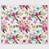 Waterverf Boho Chic Bloemige Bruiloft Cadeaupapier (Vlak)