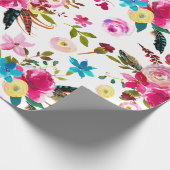 Waterverf Boho Chic Bloemige Bruiloft Cadeaupapier (Hoek)