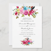 Waterverf Boho Chic Bloemige Bruiloft Kaart (Voorkant)