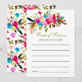 Waterverf Boho Chic Floral Baby shower Mam Advice Kaart