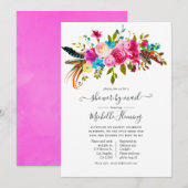 Waterverf Boho Chic Floral Baby shower per post Kaart (Voorkant / Achterkant)