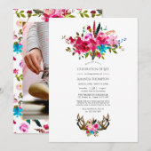 Waterverf Boho Chic Floral Celebration of Life Kaart (Voorkant / Achterkant)