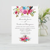 Waterverf Boho Chic Floral repesal Dinner Kaart (Staand voorkant)